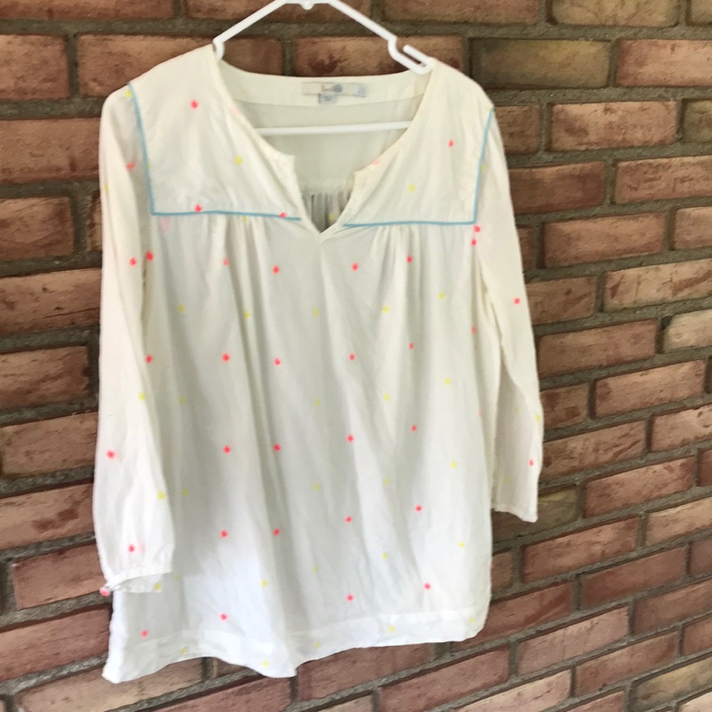 Boden Cotswold Weekend 3/4 sleeve white cotton top